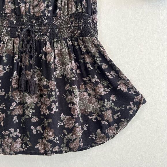 Denim & Supply Ralph Lauren Women’s Large Black Floral Wrap Tie Front Mini Dress - Picture 5 of 10